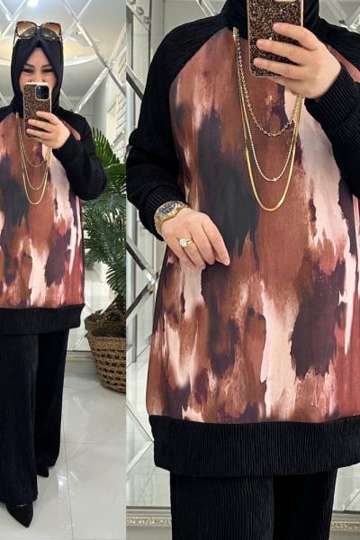 Selva takım dalgıç kumaş kahveli Siyah Kahverengi