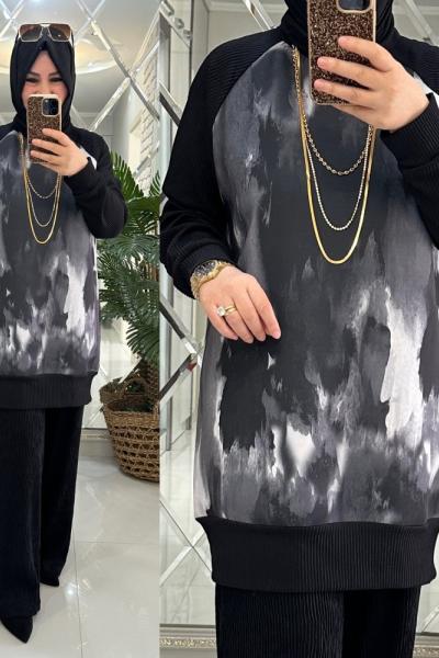 Selva takım dalgıç kumaş gri Siyah