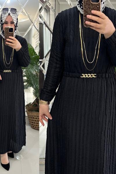 Sema elbise krinkıl kumaş siyah  Siyah