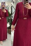 Sema elbise krinkıl kumaş bordo  Bordo