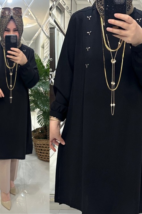 Sevil tunik krep kumaş siyah  Siyah