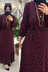Şeyda elbise viskon kumaş bordo Bordo