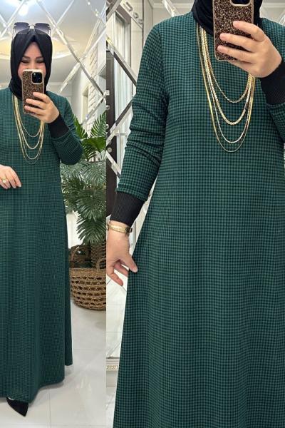 Sezay elbise penye-triko kumaş zümrüt  Zümrüt