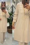 Sibel takım oyşo kumaş krem Krem