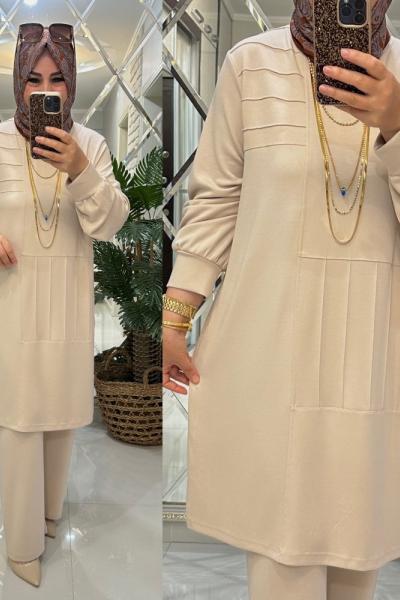 Sibel takım oyşo kumaş krem Krem