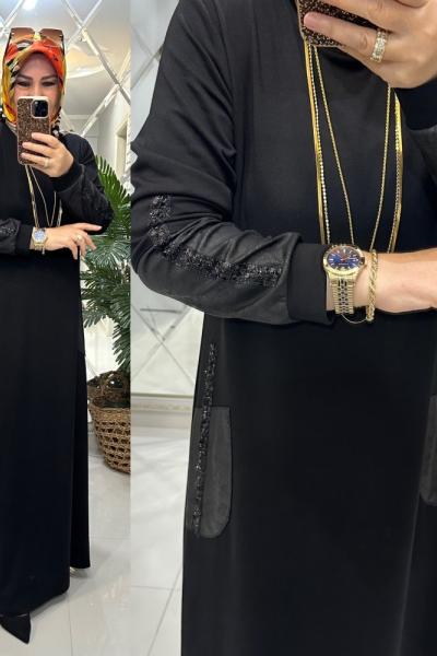 Sudem elbise oyşo penye kumaş siyah  Siyah