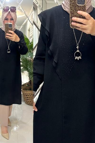 Şule tunik kumlu krep kumaş siyah  Siyah