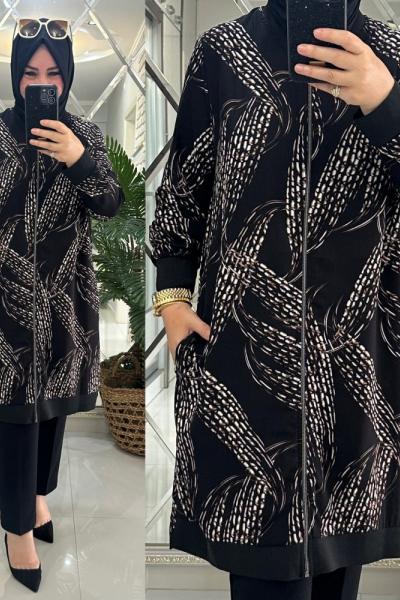 Sultan kap viskon kumaş desenli siyah  Siyah