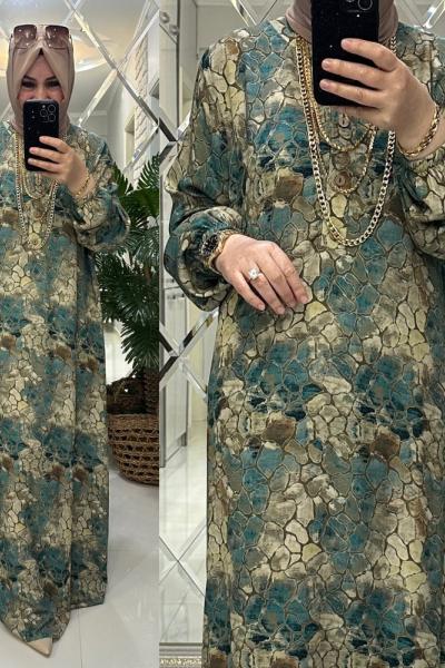 Sümbül elbise belmando kumaş yeşil  Yeşil