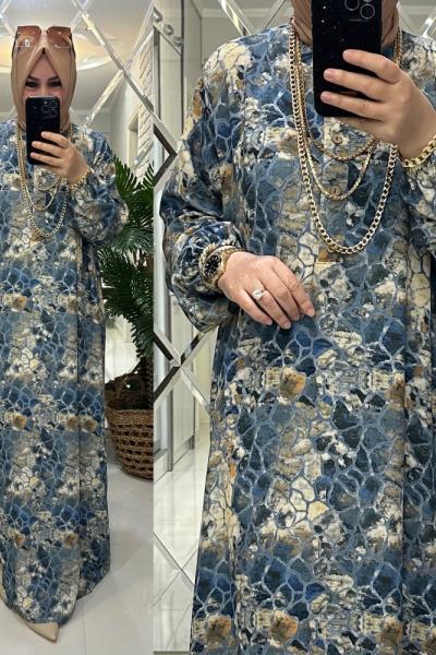 Sümbül elbise belmando kumaş mavi  Mavi