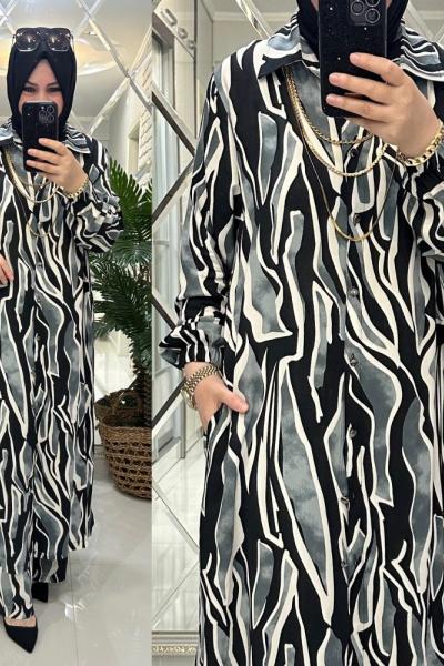 Suzan takım viskon kumaş siyah  Siyah