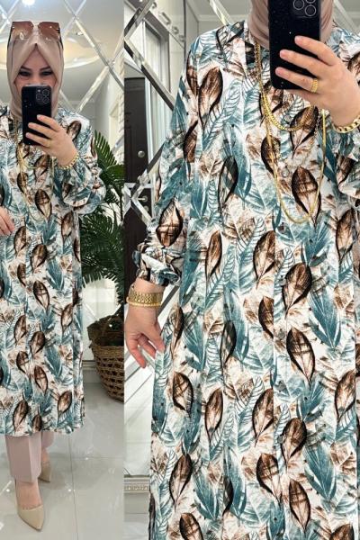 Suzi gömlek viskon kumaş turkuaz  Turkuaz