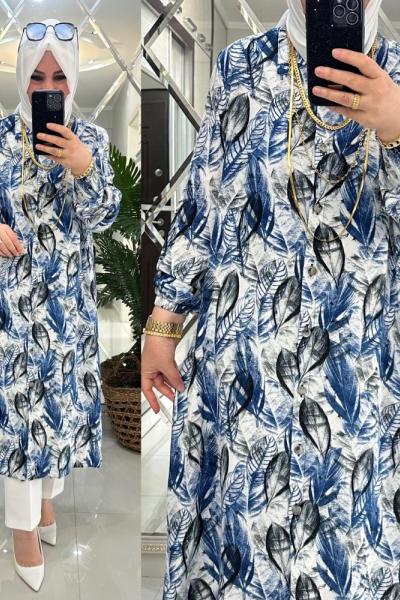 Suzi gömlek viskon kumaş mavi Mavi