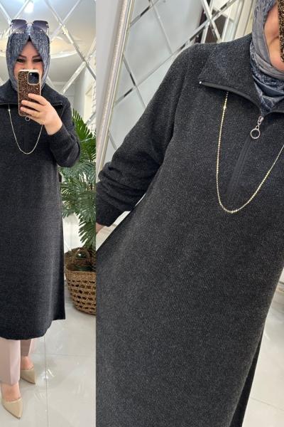 Tuna tunik fitilli triko füme Füme