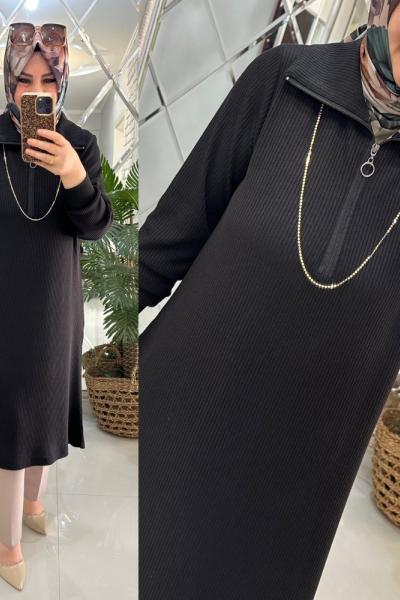 Tuna tunik fitilli triko siyah  Siyah