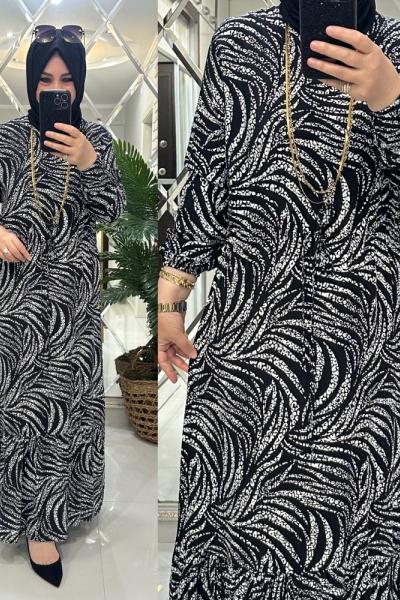 Yeliz elbise viskon kumaş siyah/beyaz Siyah Beyaz