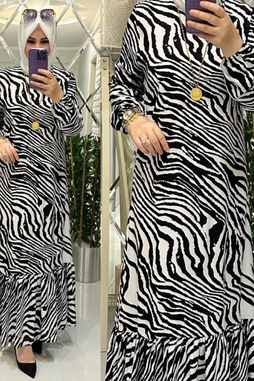 Yeni zebra elbise siyah/beyaz Siyah Beyaz