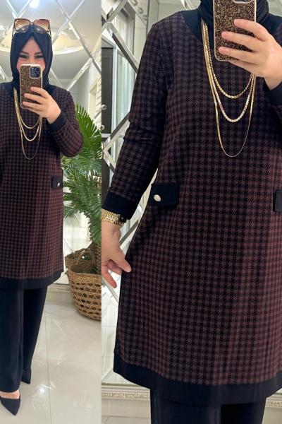 Zeynep takım örme penye kumaş tarçın  Tarçın