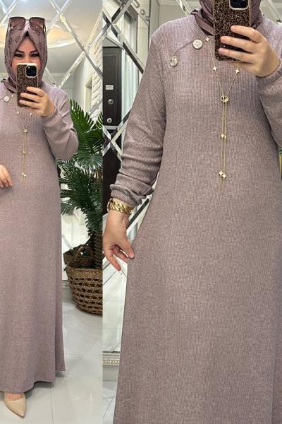 Züleyha elbise fitilli triko vizon  Vizon