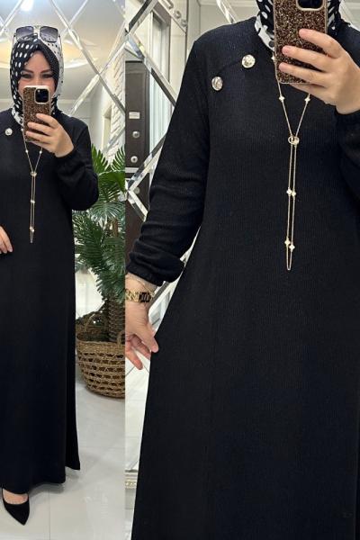 Züleyha elbise fitilli triko siyah  Siyah