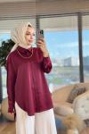 32492 Saten Basic Gömlek Bordo