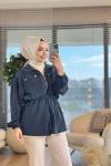 34082 Fermuarlı Dik Yaka Kap Siyah