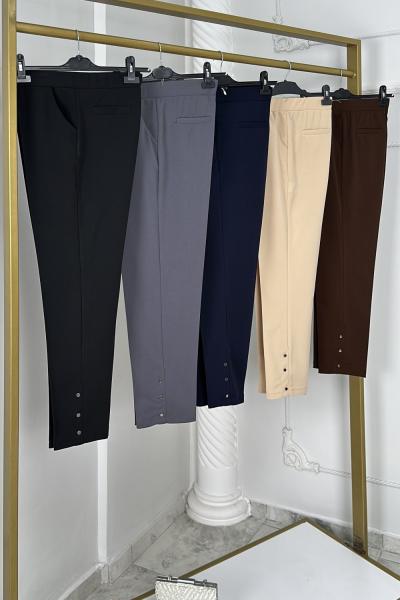 Dar Paça Duble Krep Çıtçıt Pantolon
