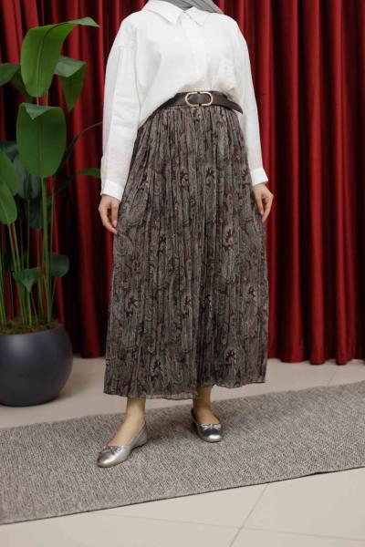 DESENLİ ETEK - KAHVERENGİ