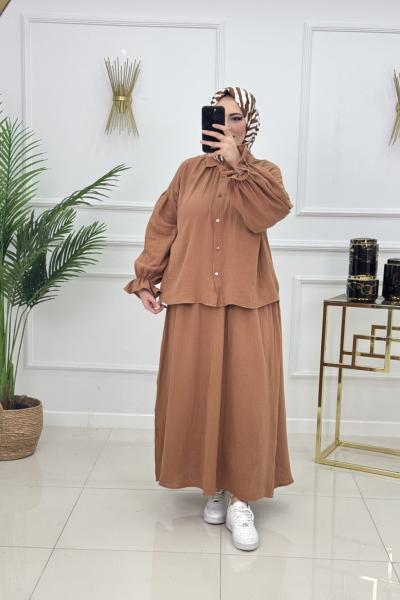 MÜSLİN ETEKLİ TAKIM - KİREMİT