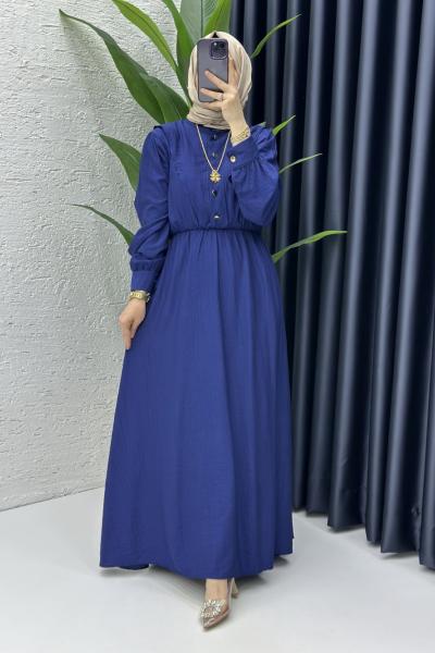 Lacivert Vera Tesettür Elbise